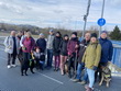 Společná fotografie na mostě. Zleva: p. Bělohlávek, p. Petra (doprovod p. Bělohlávka), p. Ilona (dobrovolnice), p. Šopová, p. Parkosová, DiS., p. Blechová, p. Ing. Beránek, p. Cabajová, DiS., p. Neckářová, p. Rytychová, p. Vondra, p. Špinarová, DiS., p. Šopa